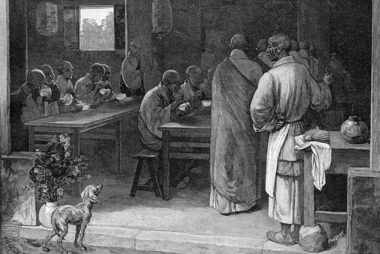 Refektorium i et buddhistisk kloster af Felix Elie Regamey