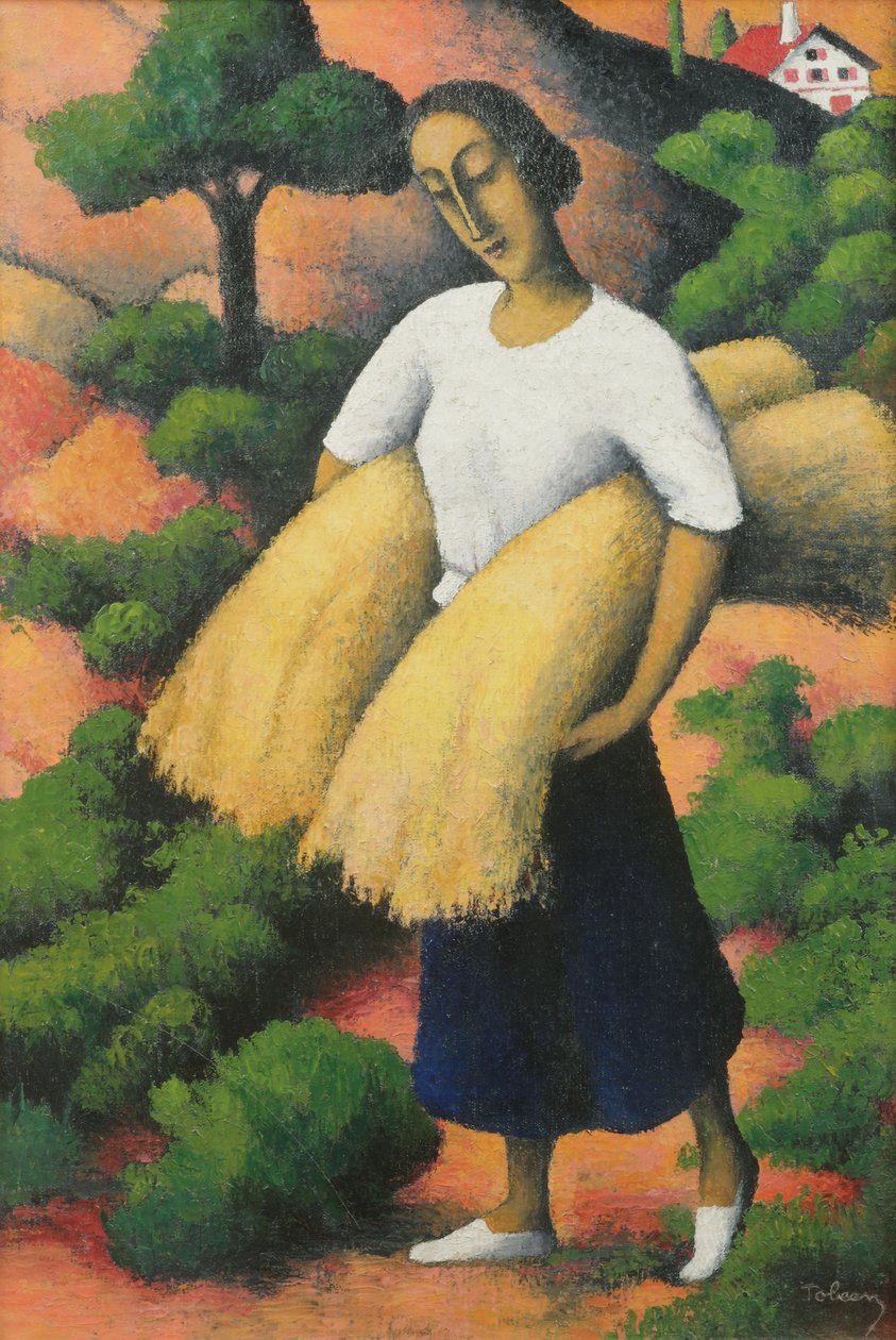 Peasant Harvest (olie på lærred) af Felix Elie Tobeen