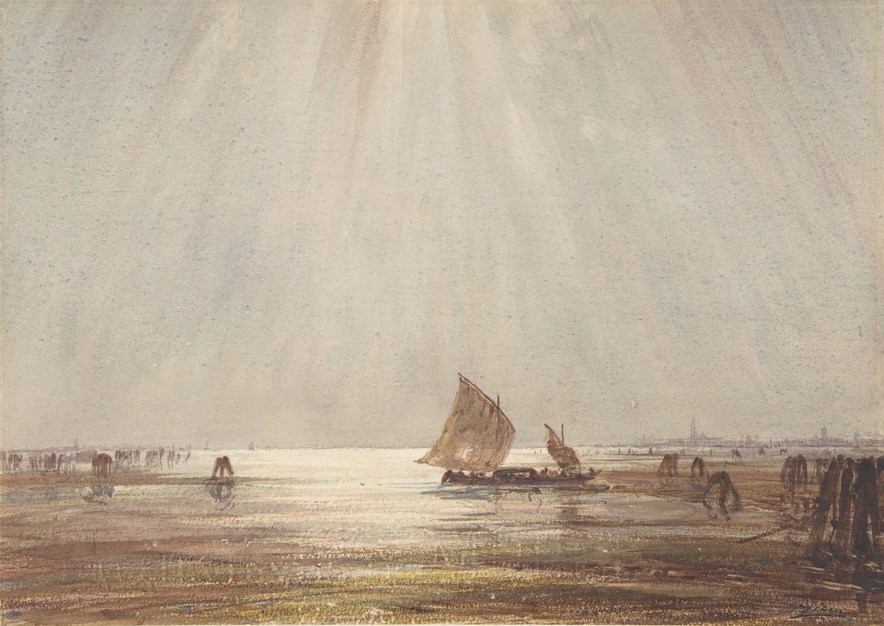 Venetiansk fiskerbåd, n.d.. af Felix Francois Georges Philibert Ziem