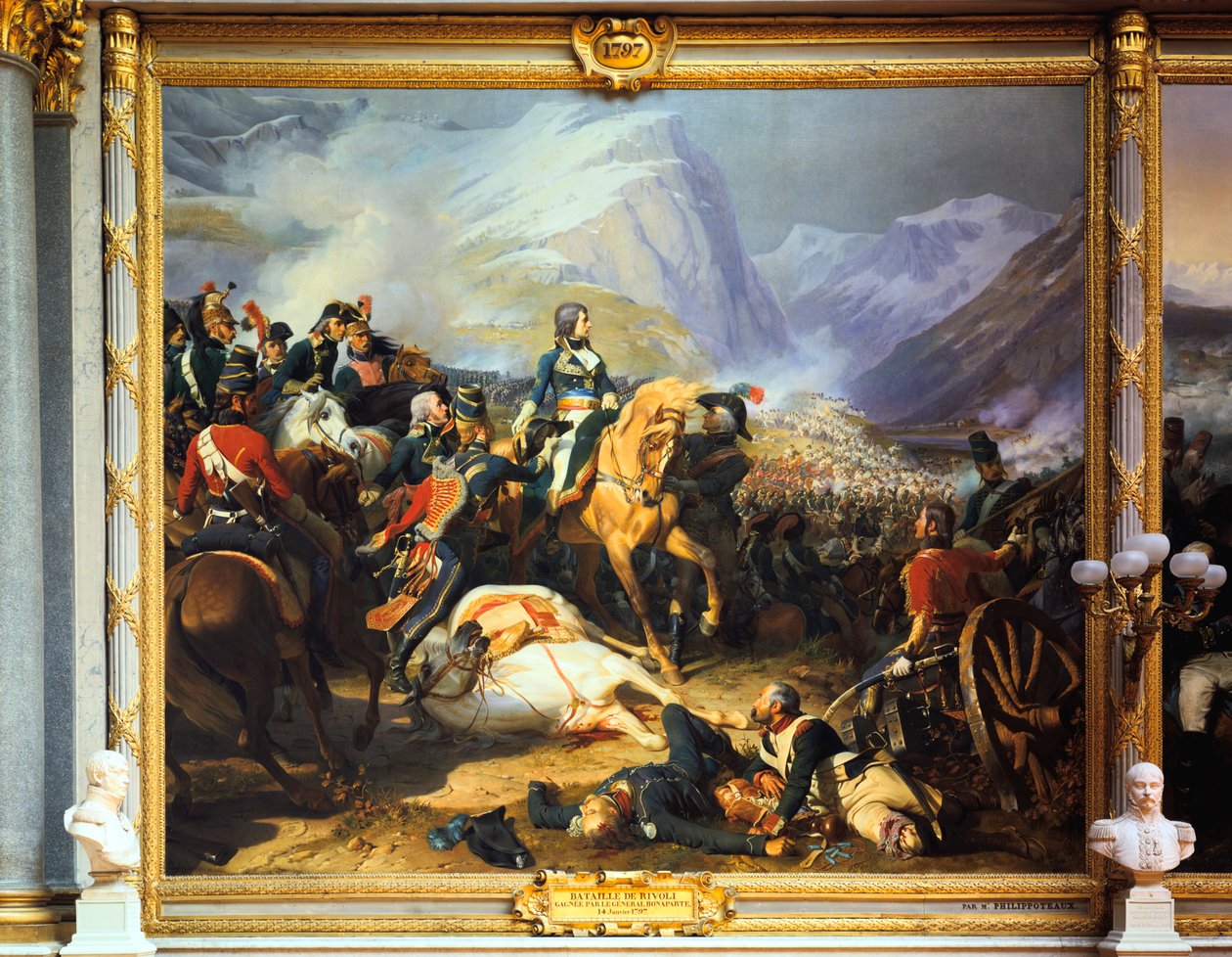 Slaget ved Rivoli vundet af kejser Napoleon I, 14. januar 1797, c1835-1884 af Felix Henri Emmanuel Philippoteaux