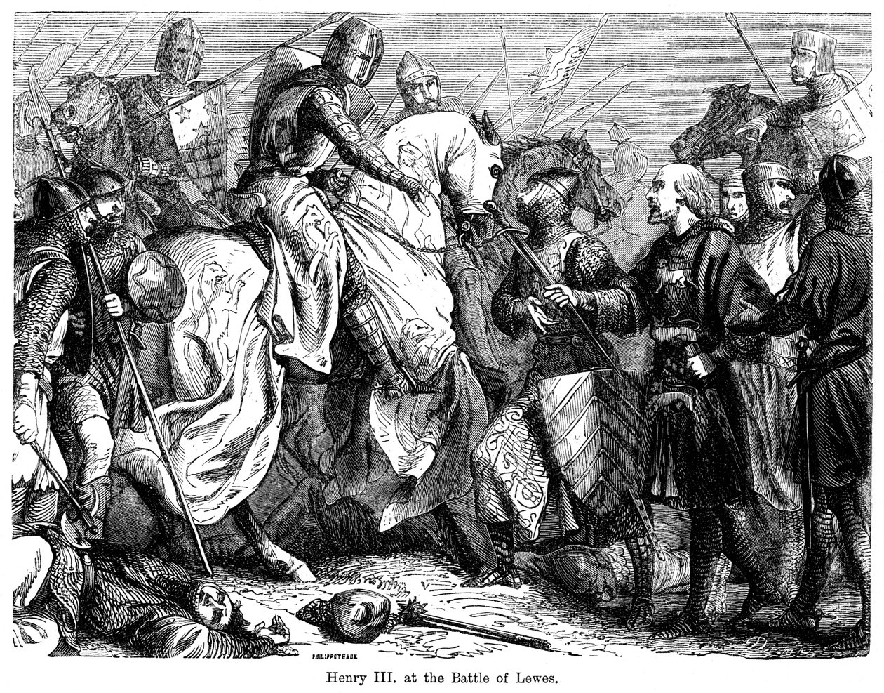 Henrik III i slaget ved Lewes, 14. maj 1264. af Felix Henri Emmanuel Philippoteaux