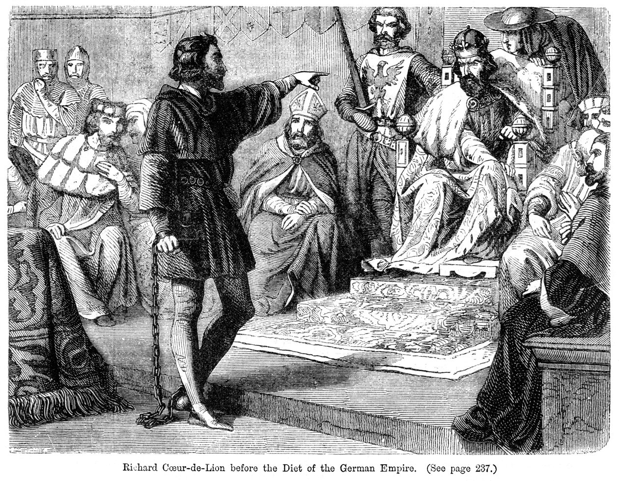 Kong Richard I 1157-1199 før rigsdagen for det tyske rige, 1800-tallet. af Felix Henri Emmanuel Philippoteaux