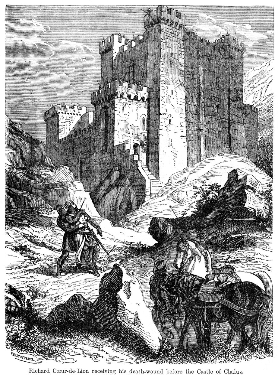 Kong Richard I 1157-1199 modtog sit dødssår foran slottet Chaluz, 1800-tallet. af Felix Henri Emmanuel Philippoteaux