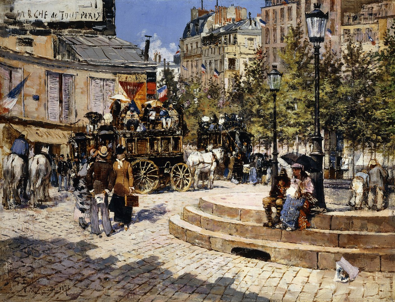 En travl Paris-plads, 1878 af Felix Hilaire Buhot