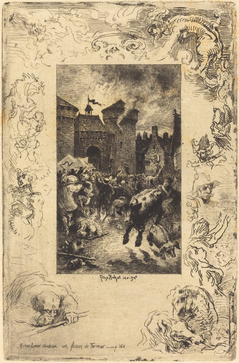 A cette lueur soudaine... (I det pludselige lysglimt...) af Felix Hilaire Buhot