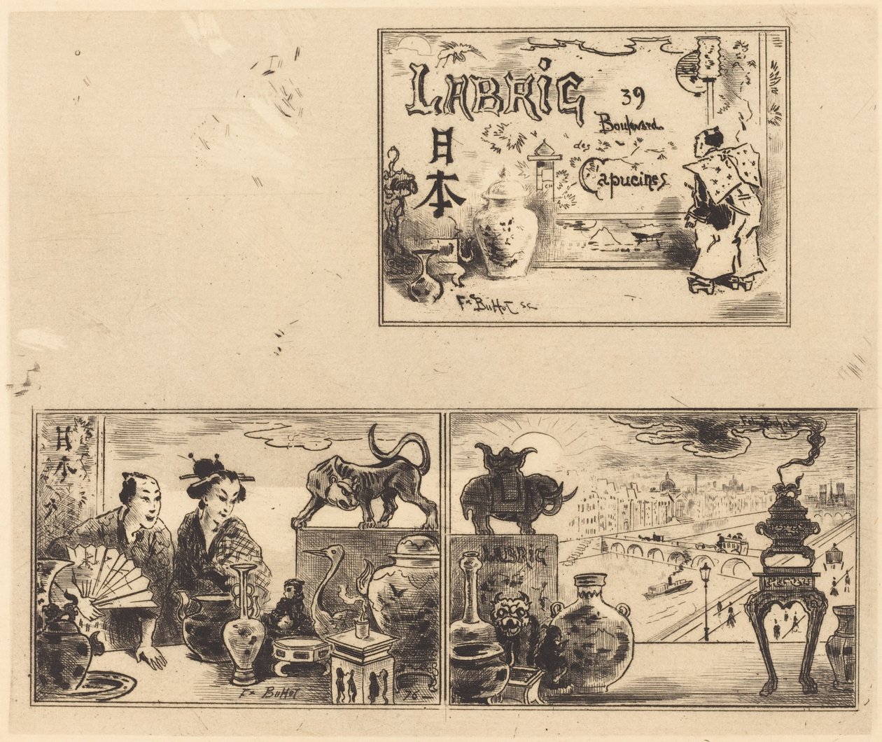Labrics adresse, 1876. af Felix Hilaire Buhot