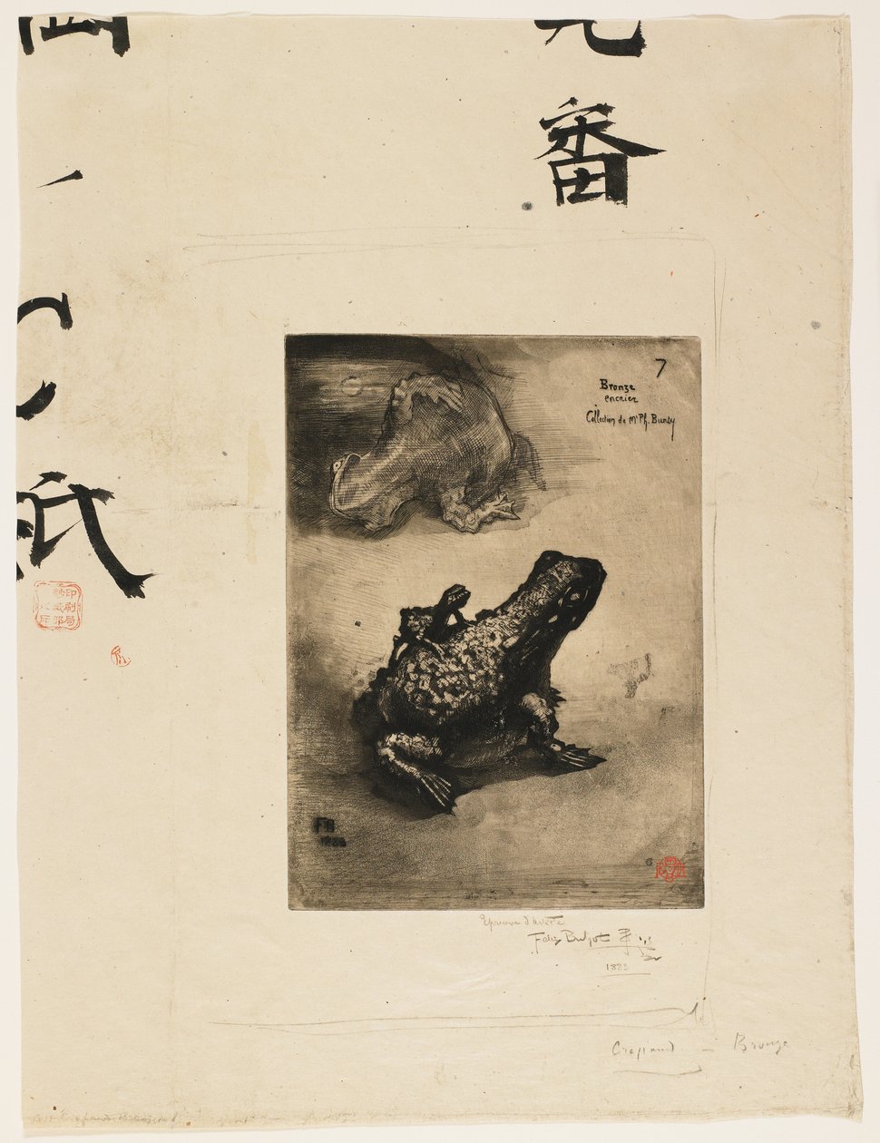 Bronze Frog Inkwell, 1883 (ætsning og akvatint) af Felix Hilaire Buhot