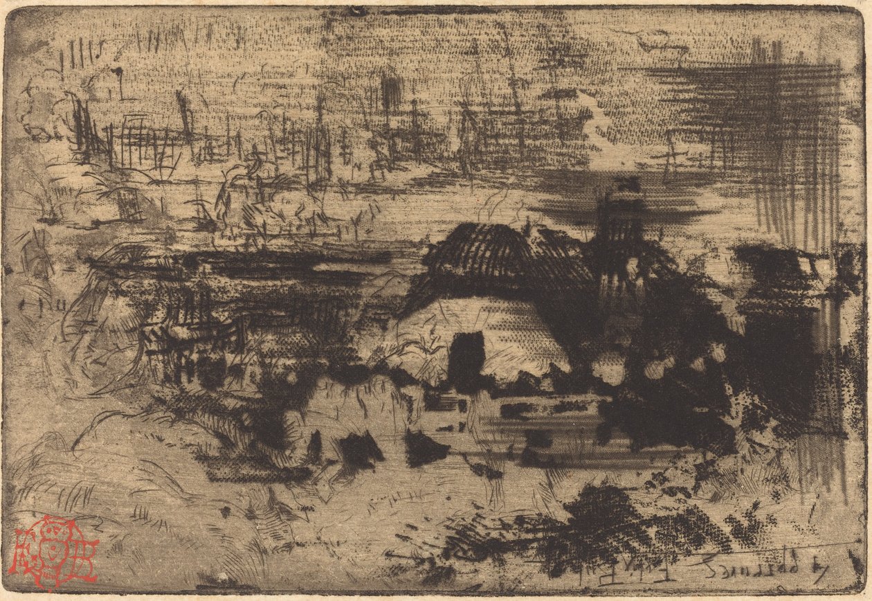 engelske hytter, ca. 1879. af Felix Hilaire Buhot