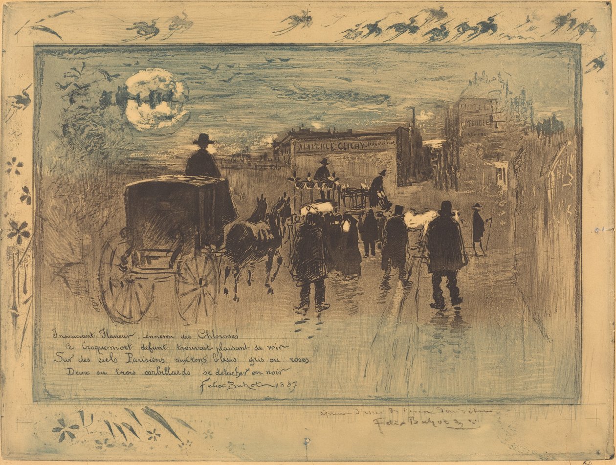 Begravelsesoptog på Boulevard de Clichy (Begravelsesoptog på Boulevard de Clichy) af Felix Hilaire Buhot