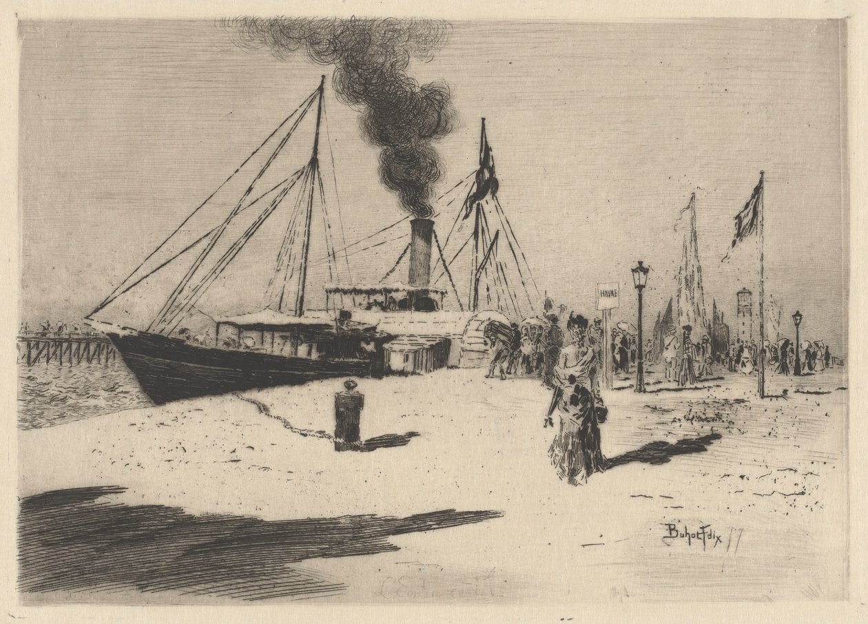 Mole ved Trouville Wharf ved Trouville, 1877. af Felix Hilaire Buhot