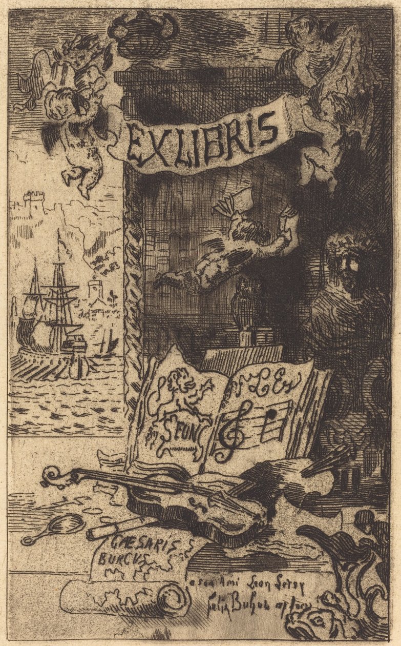 Ex-libris af Léon Lerey (Ex-libris af Leon Lerey) af Felix Hilaire Buhot