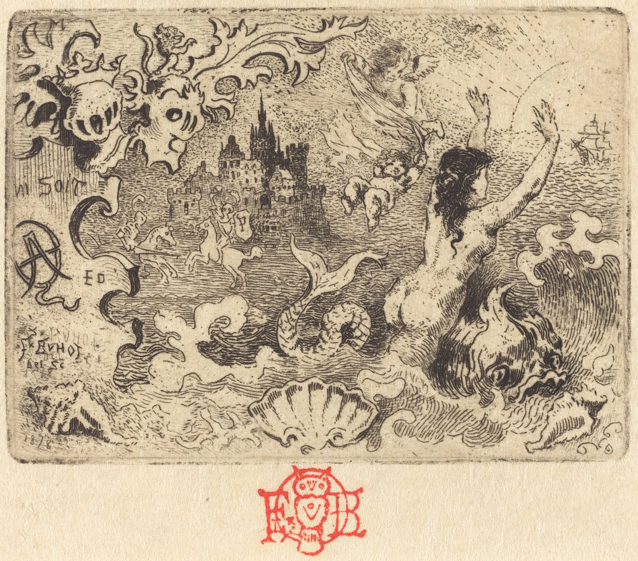 Jacques Cazottes The Devil in Love 2. vignet, 1878. af Felix Hilaire Buhot