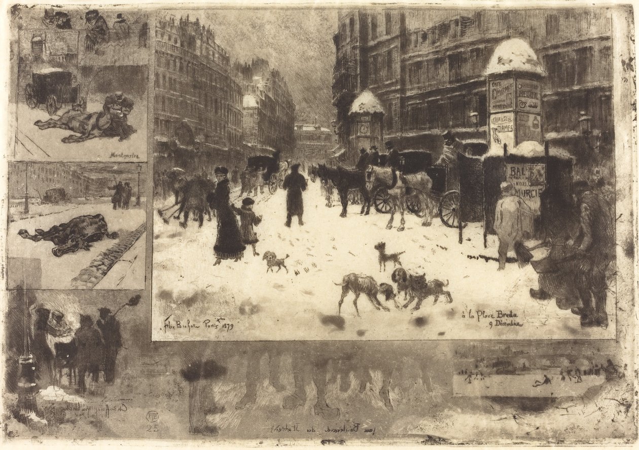 Vinter i Paris af Felix Hilaire Buhot