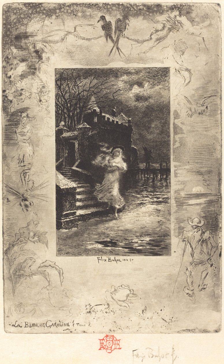 La Blanche Caroline Pale Caroline, 18791880. af Felix Hilaire Buhot