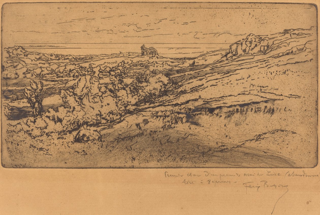 Saint-Michel-kapellet i Estre (anden version) af Felix Hilaire Buhot