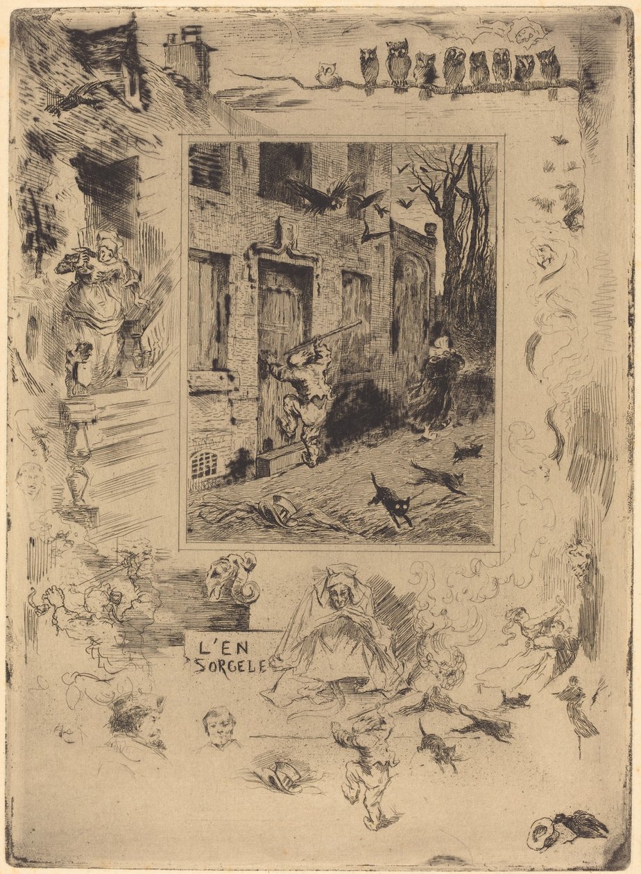 La Maison Maudite De fordømtes hus, ca. 18831885. af Felix Hilaire Buhot