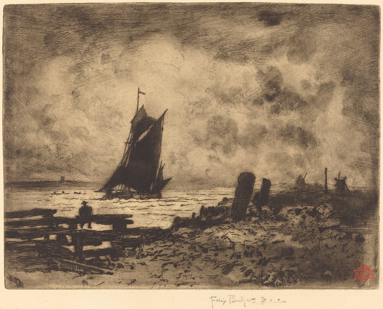 The Little Navy - Souvenir fra Medway af Felix Hilaire Buhot