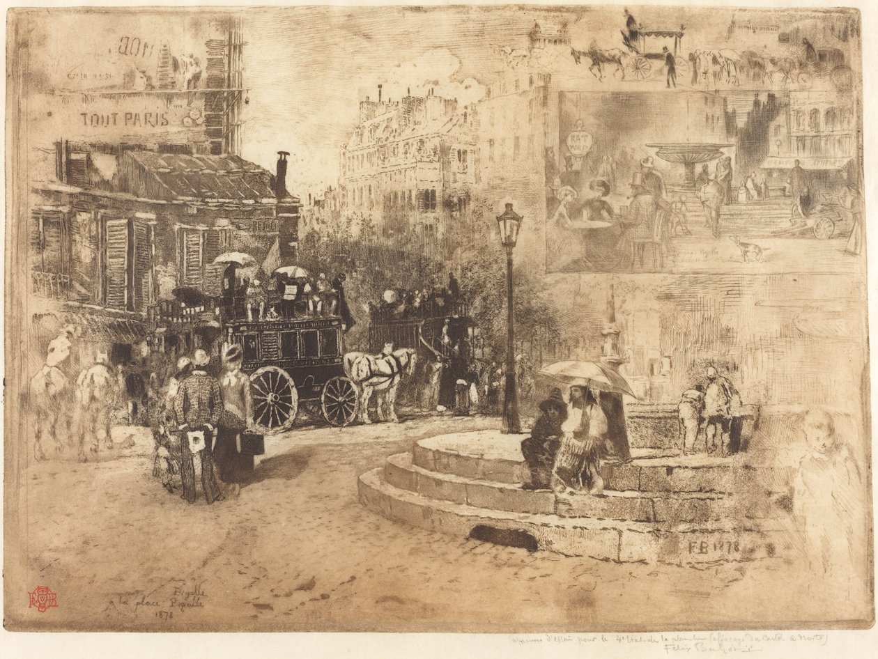 Place Pigalle i 1878 (Place Pigalle i 1878) af Felix Hilaire Buhot
