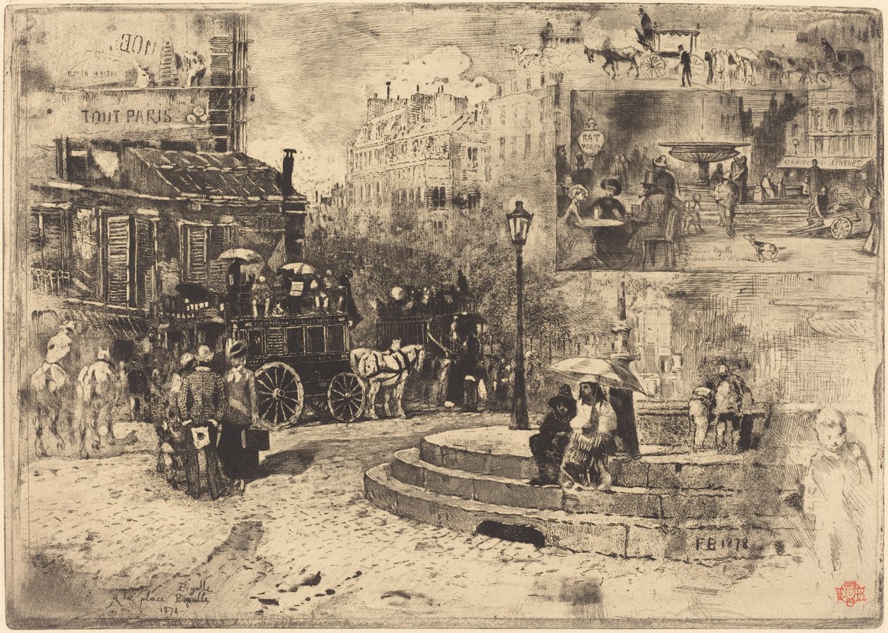 Place Pigalle i 1878 (Place Pigalle i 1878) af Felix Hilaire Buhot