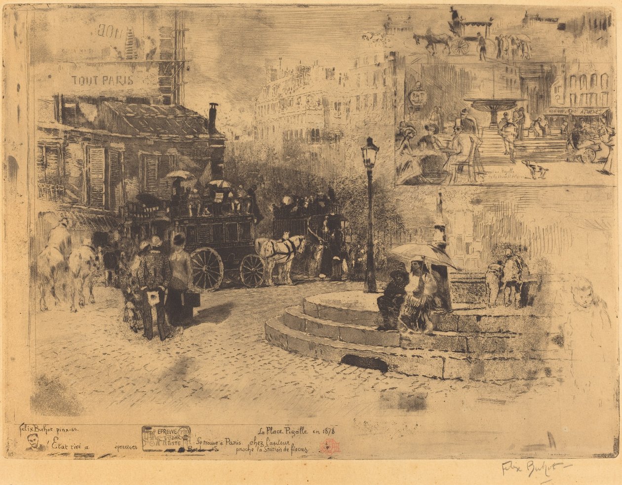Place Pigalle i 1878 (Place Pigalle i 1878) af Felix Hilaire Buhot