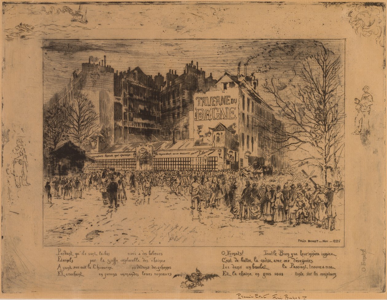 Place des Martyrs og Jailhouse Tavern af Felix Hilaire Buhot