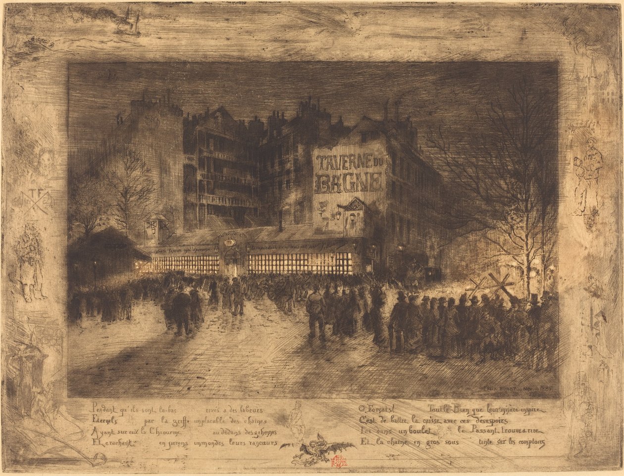Place des Martyrs og Jailhouse Tavern af Felix Hilaire Buhot