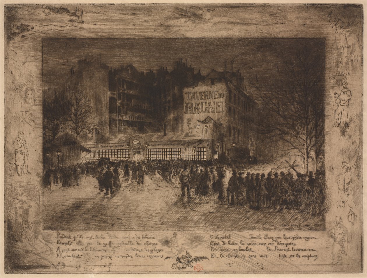 Place des Martyrs og Bagne Tavern af Felix Hilaire Buhot