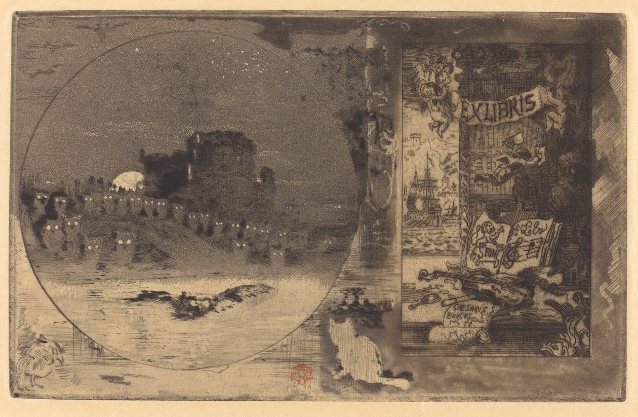 Le Château des hiboux Ugleslottet, 1877-1887. af Felix Hilaire Buhot