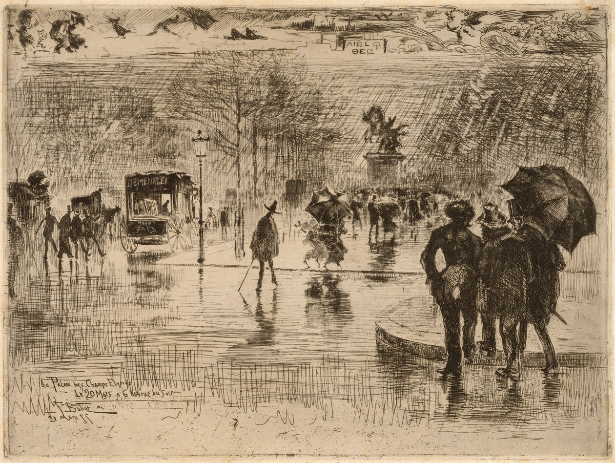 Kunstnernes tilbagevenden, 1877. af Felix Hilaire Buhot