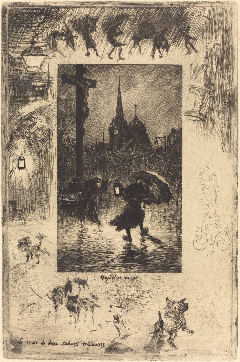 Lyden af ​​to trækkende hove ... lyden af ​​to træsko blanding ..., 1878. af Felix Hilaire Buhot