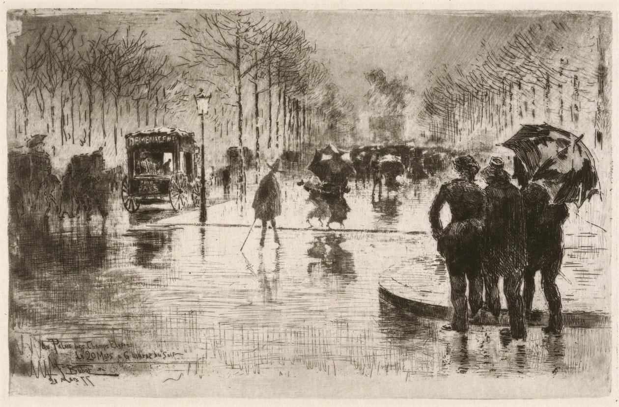 Le retour des artistes (Kunstnernes tilbagevenden) af Felix Hilaire Buhot
