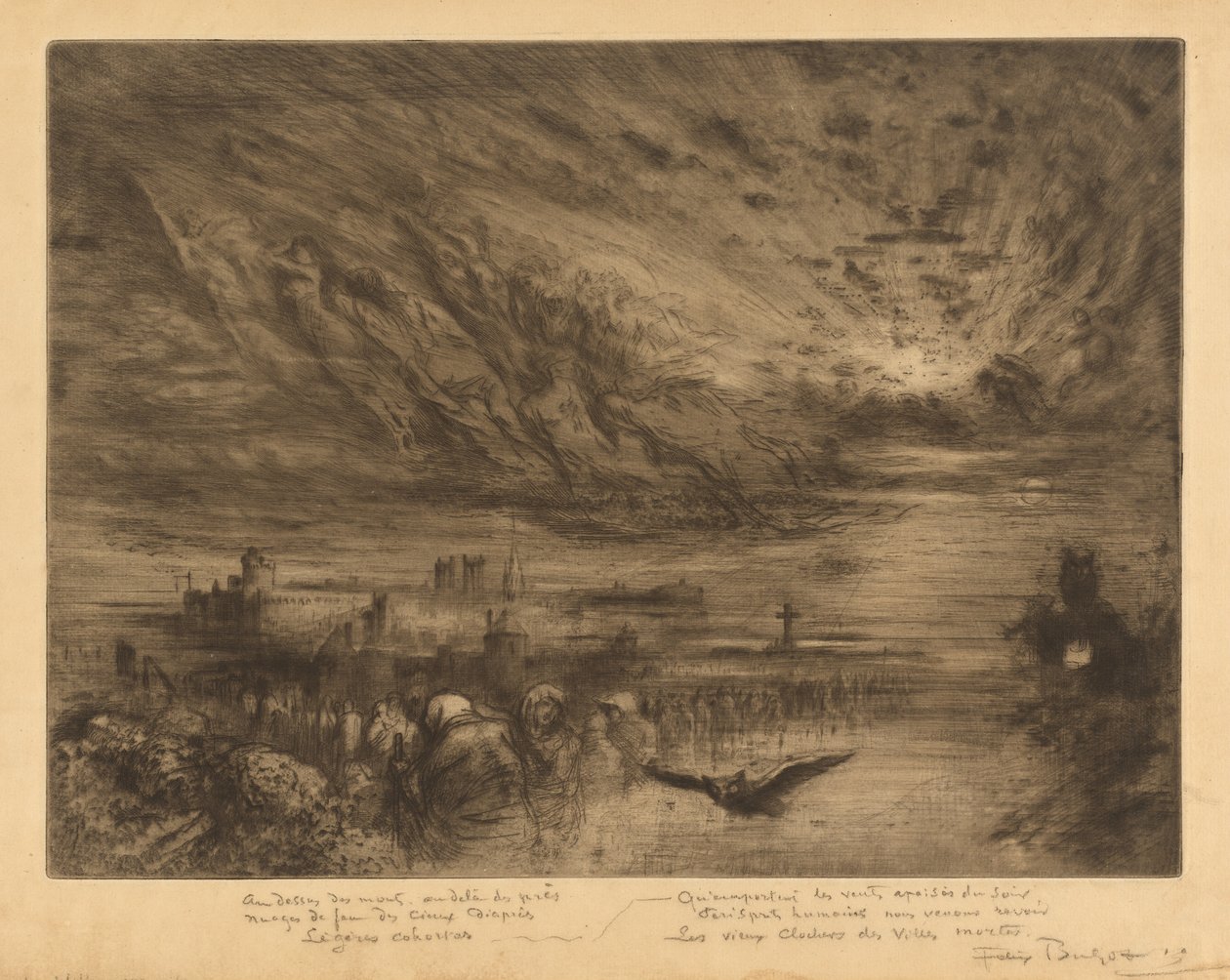 Les Esprits des Villes Mortes Spirits from the Cities of the Dead, 1885. af Felix Hilaire Buhot