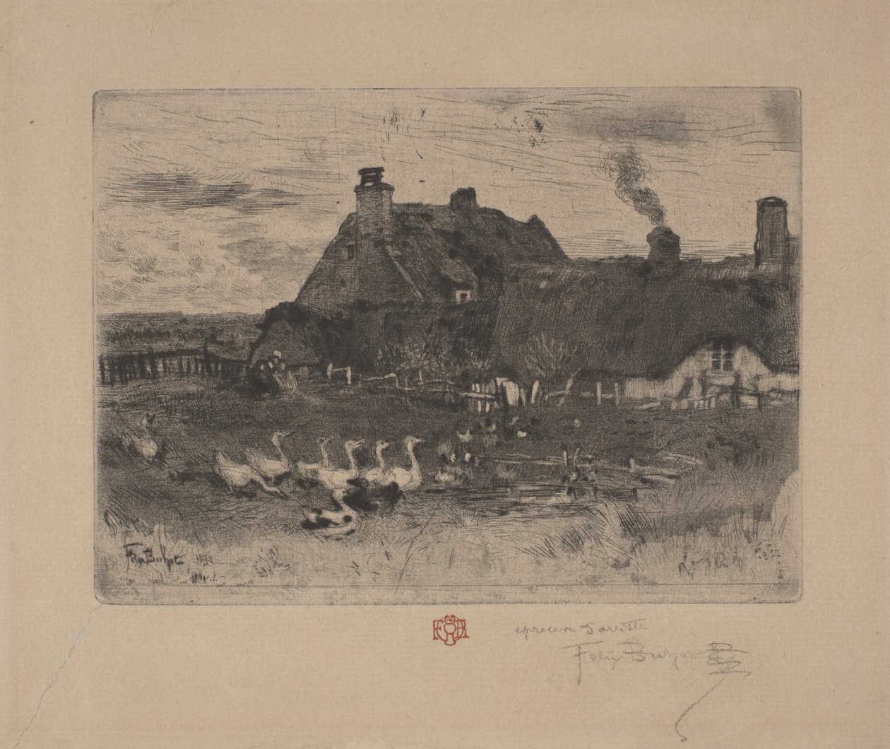 De små hytter, 1878. af Felix Hilaire Buhot