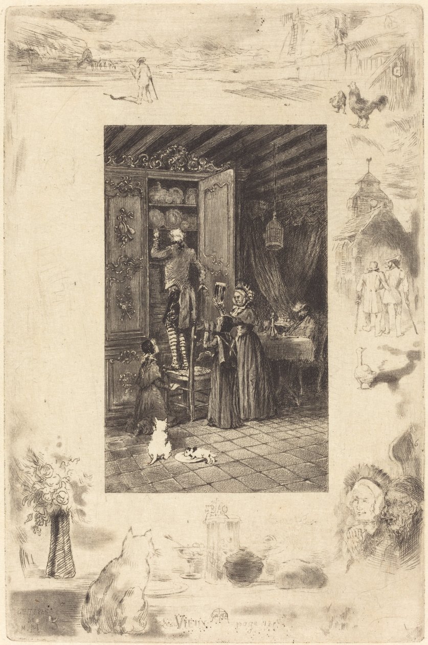 De Gamle De Ældre, ca. 1885. af Felix Hilaire Buhot