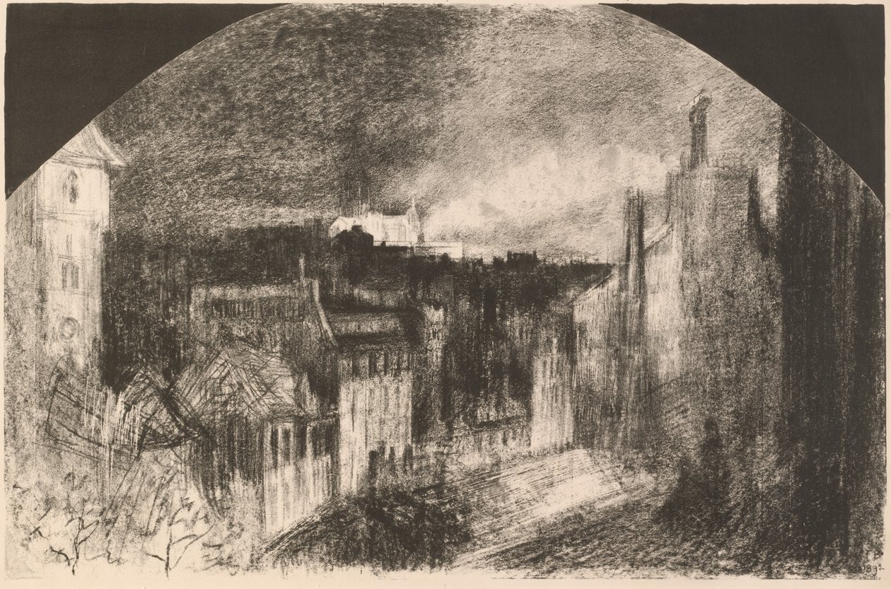 Montmartre den 14. juli (Bastilledagen i Montmartre) af Felix Hilaire Buhot