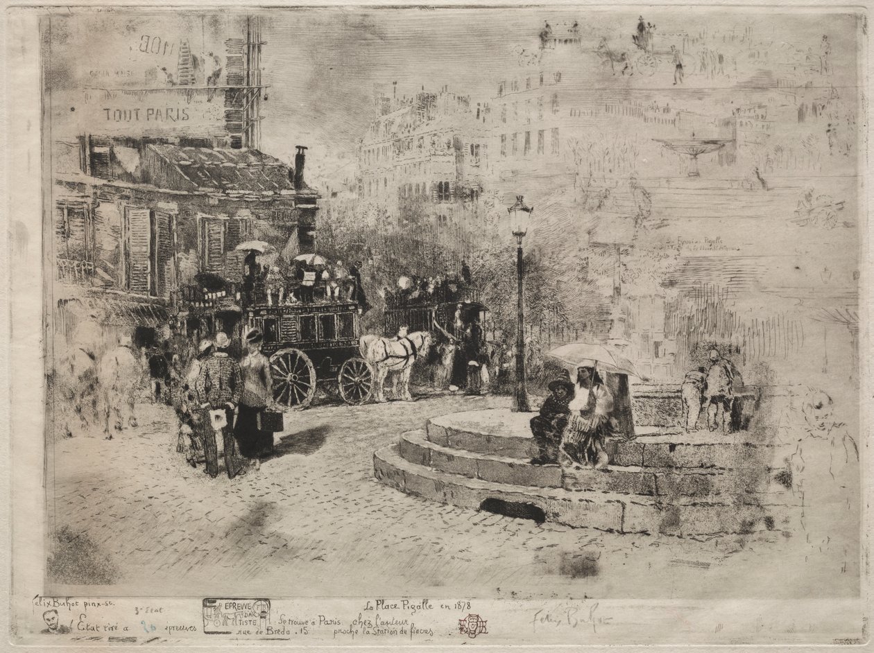 Place Pigalle i 1878 af Felix Hilaire Buhot