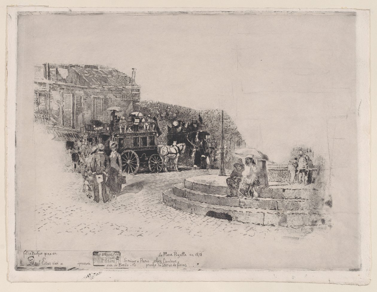 Place Pigalle i 1878, 1878-98. af Felix Hilaire Buhot