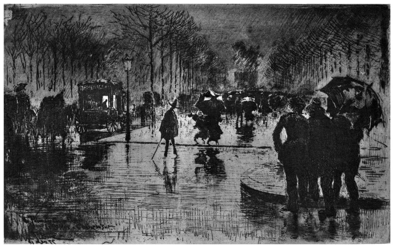 Tilbage fra Champs-Elysees, c1870-1900 1924 af Felix Hilaire Buhot