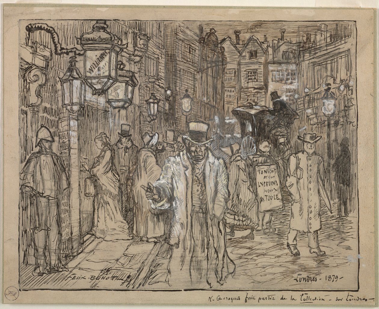 Gadescene i London, 1879. af Felix Hilaire Buhot