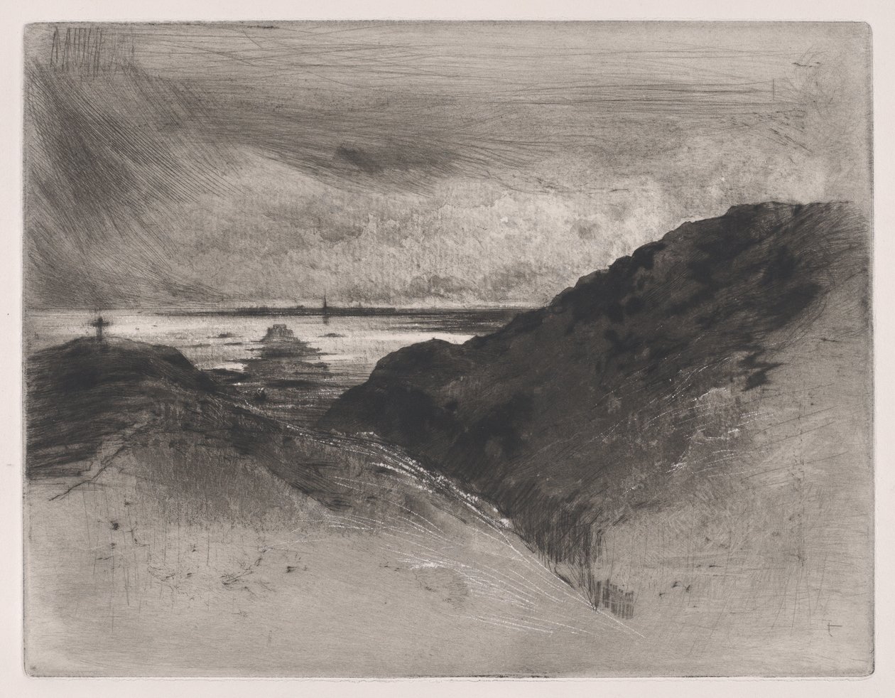 Klippen - Saint-Malo-bugten, 1889-90. af Felix Hilaire Buhot