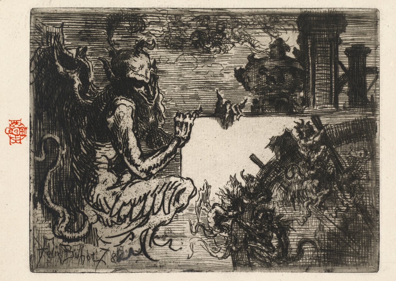 Dæmontrykkeren, 1878. af Felix Hilaire Buhot