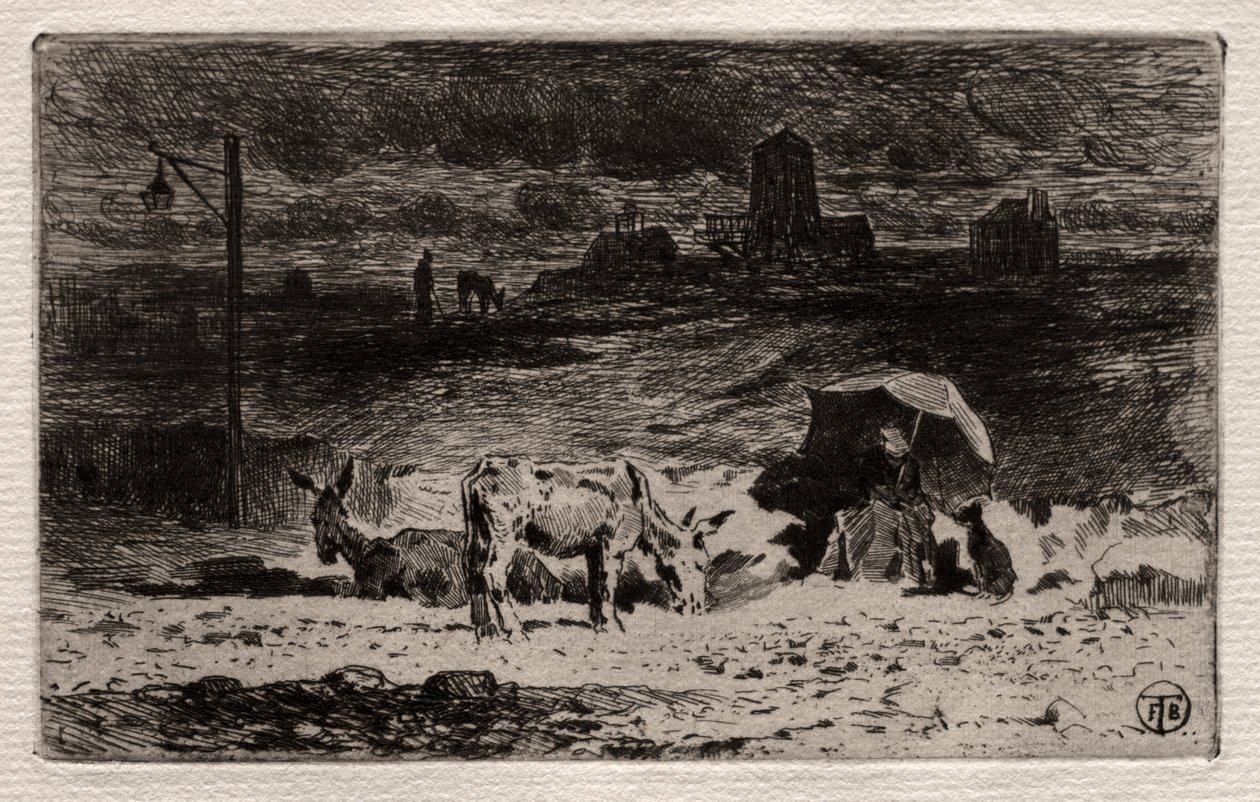 Æslerne ved Cailles-bakken af Felix Hilaire Buhot