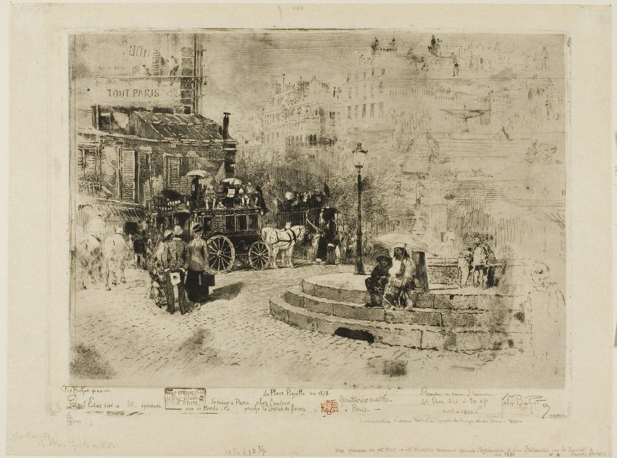 Place Pigalle i 1878 af Felix Hilaire Buhot