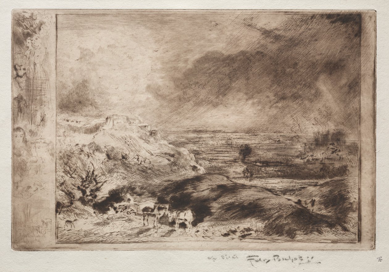 Stormen, efter konstabel, ca. 1875. af Felix Hilaire Buhot