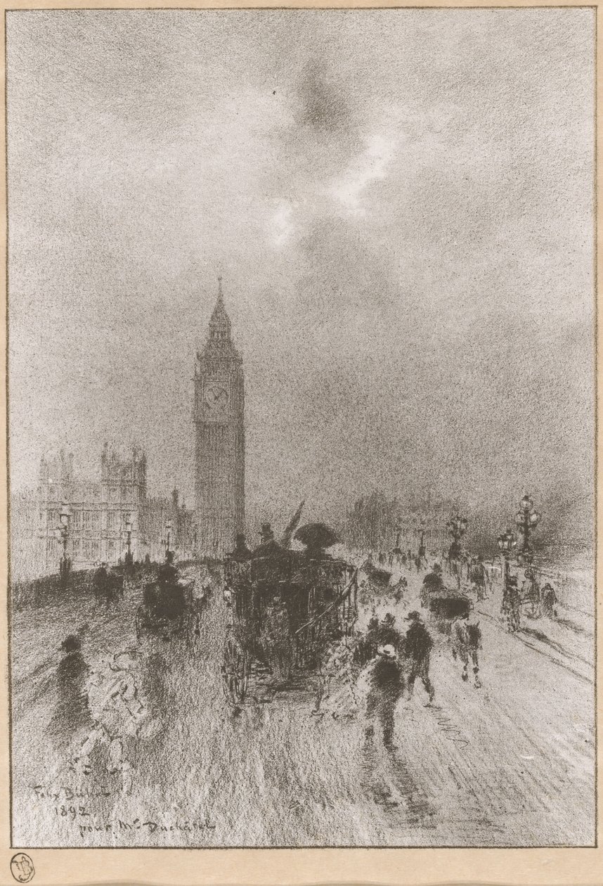 Victoria Clock Tower London, 1892. af Felix Hilaire Buhot