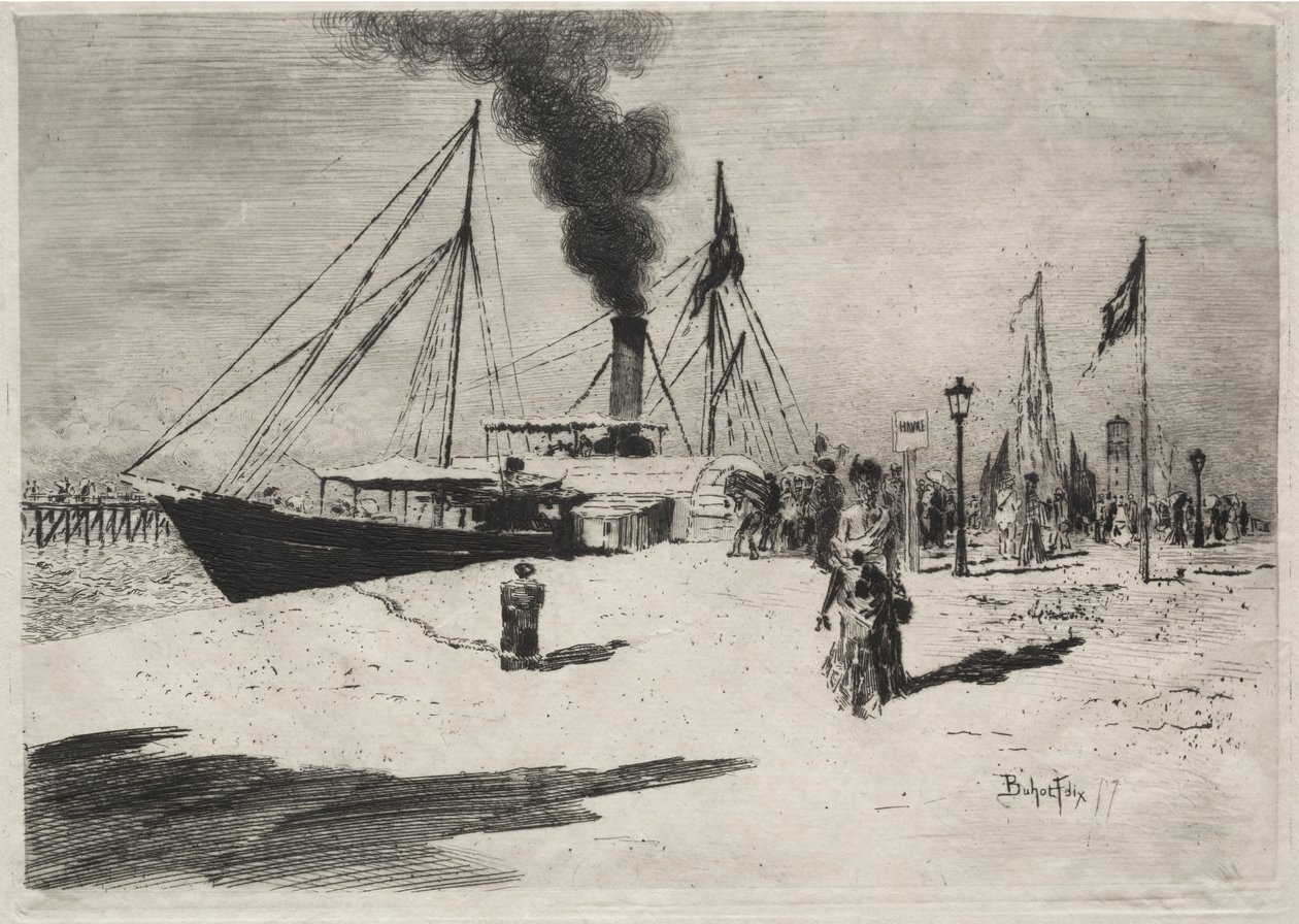 Kajen ved Trouville af Felix Hilaire Buhot