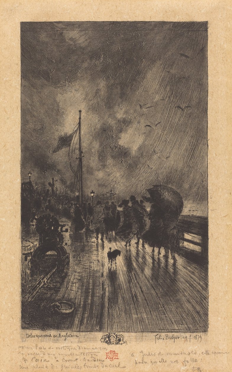 En landing i England Landing i England, 1879. af Felix Hilaire Buhot