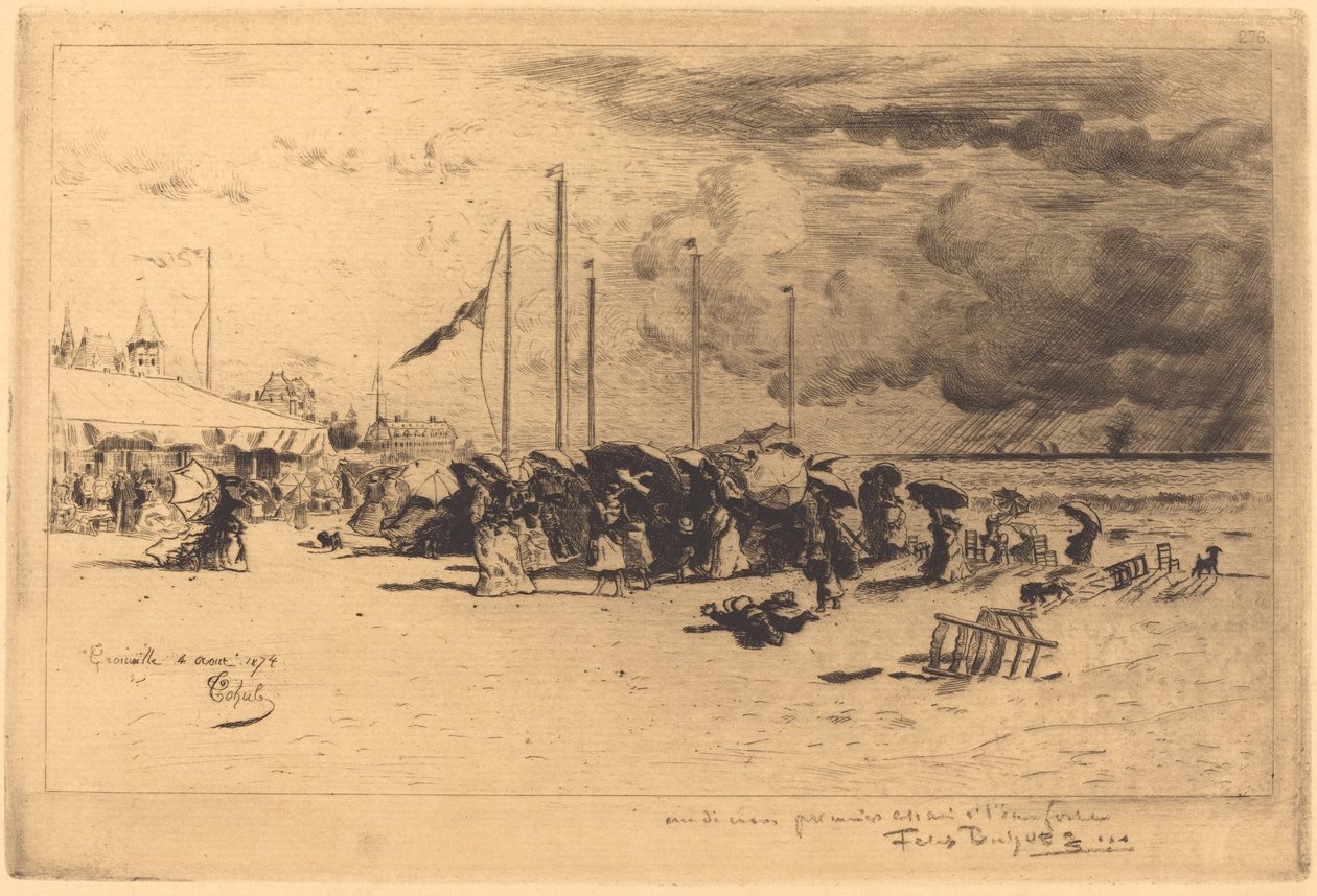 Un Grain à Trouville Squall i Trouville, 18741875. af Felix Hilaire Buhot
