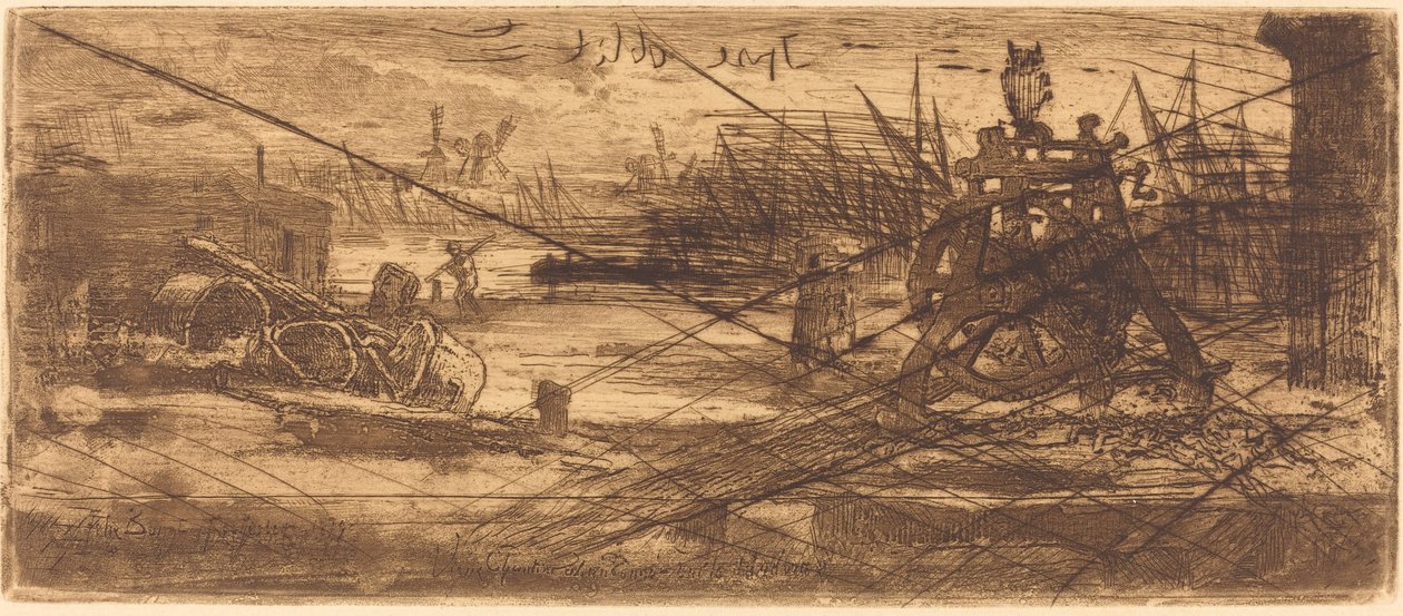Et gammelt skibsværft i Rochester, 1879. af Felix Hilaire Buhot