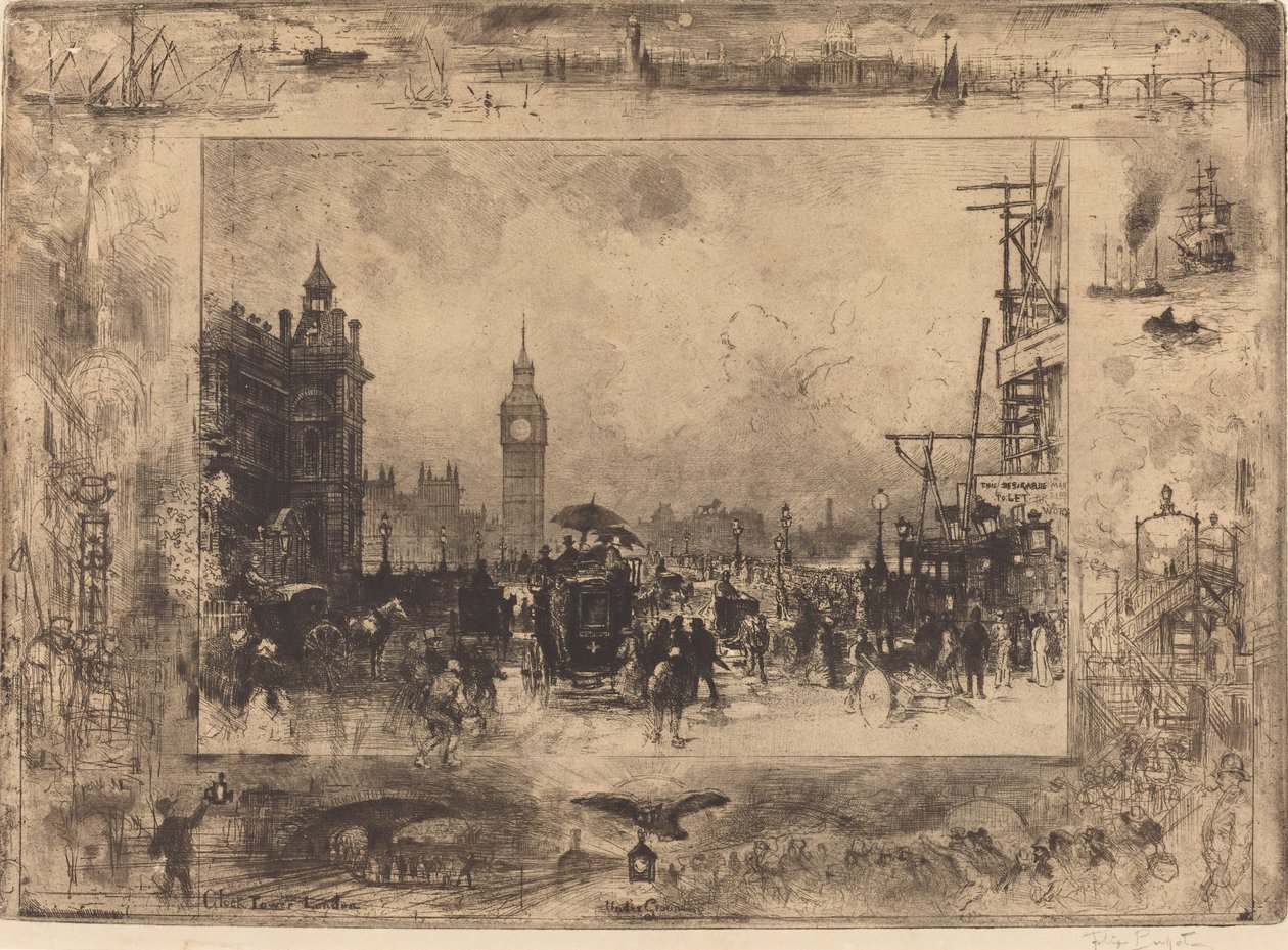 Westminster Bridge af Felix Hilaire Buhot